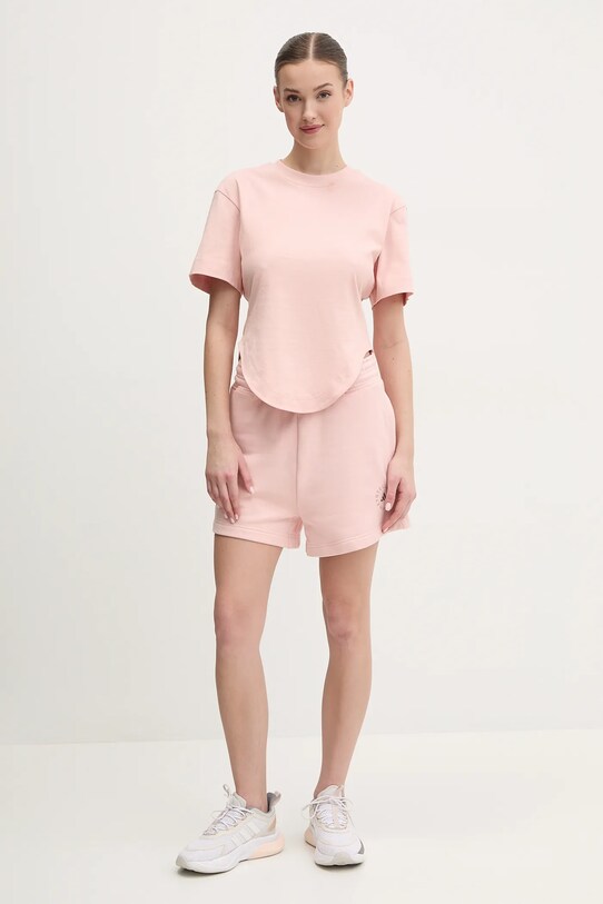 Bavlněné tričko adidas by Stella McCartney JJ2553 růžová SS25