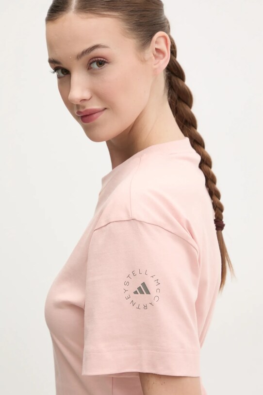 Bavlněné tričko adidas by Stella McCartney růžová JJ2553