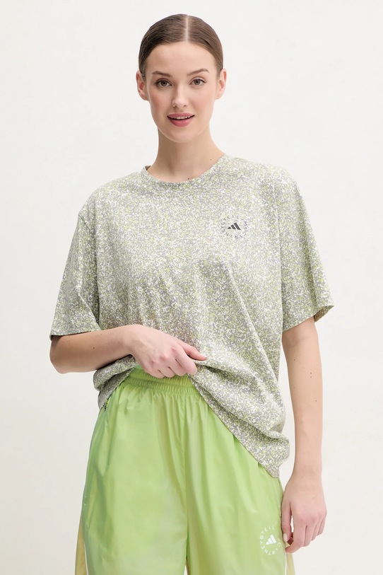 adidas by Stella McCartney t-shirt bawełniany wzorzyste szary JD7952