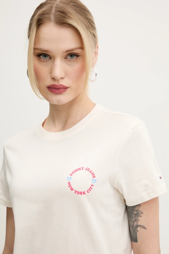 Bavlnené tričko Tommy Jeans béžová DW0DW21768