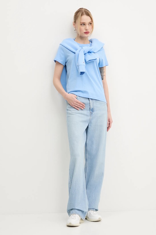 Бавовняна футболка Tommy Jeans DW0DW21768 блакитний SS25