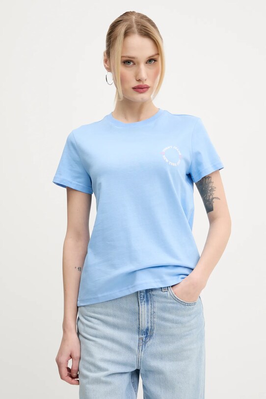 Tommy Jeans t-shirt bawełniany niebieski DW0DW21768