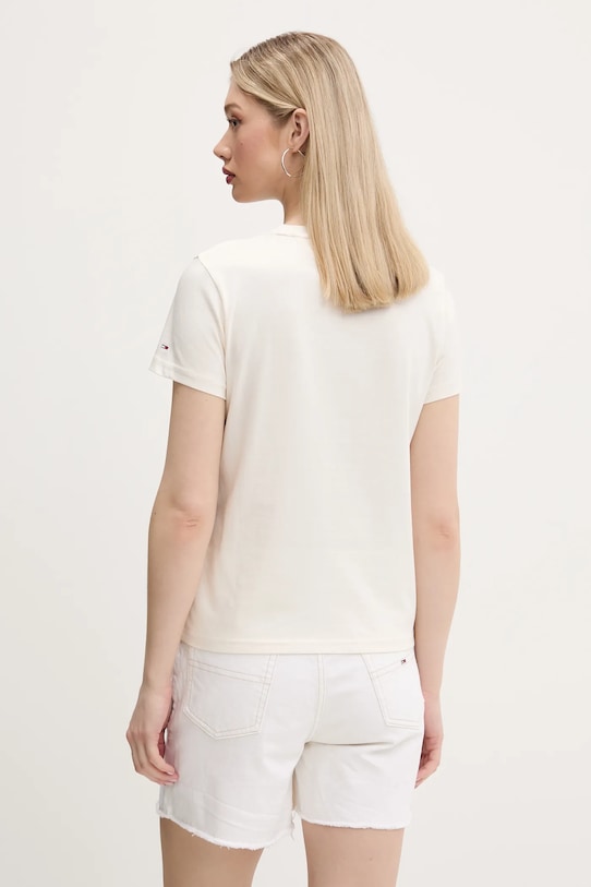Ruházat Tommy Jeans pamut póló DW0DW21769 bézs