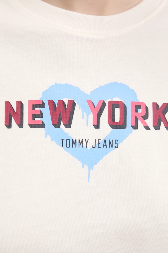 Tommy Jeans pamut póló DW0DW21769 bézs