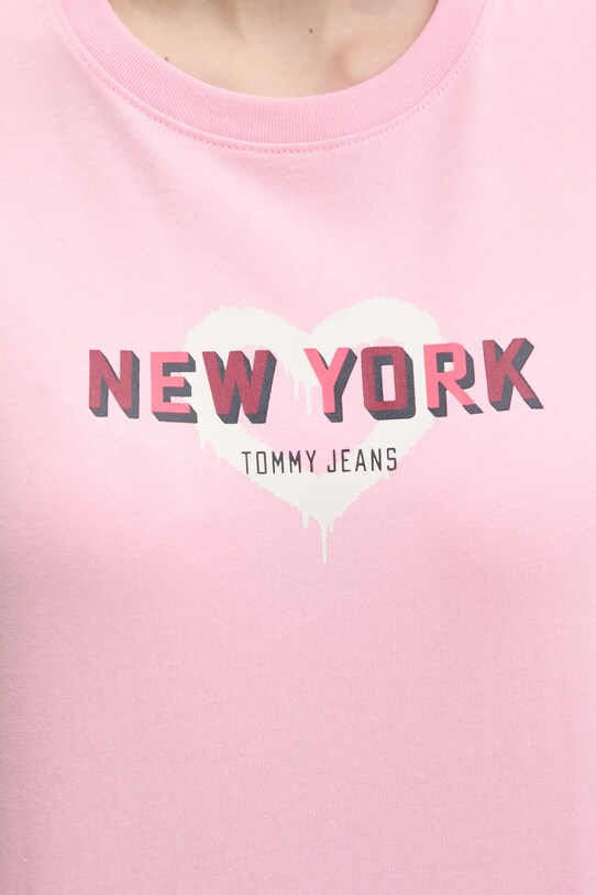 Хлопковая футболка Tommy Jeans DW0DW21769 розовый
