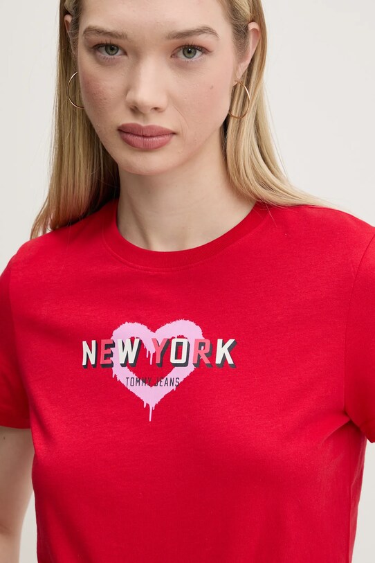 Tommy Jeans t-shirt in cotone rosso DW0DW21769