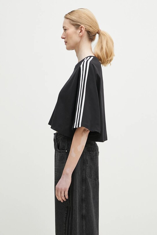 Бавовняна футболка adidas Originals BOXY TEE JY8884 чорний SS25