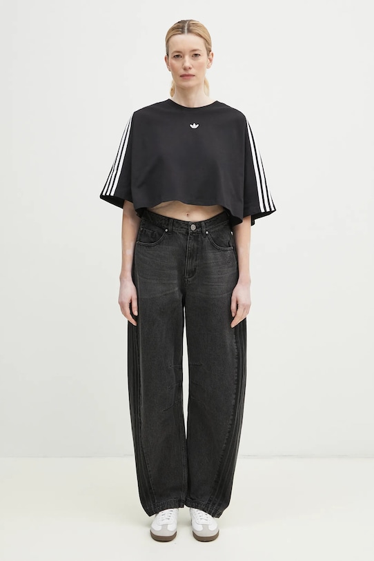 Βαμβακερό μπλουζάκι adidas Originals BOXY TEE JY8884 μαύρο