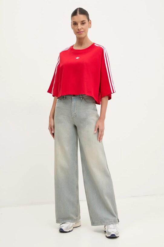 adidas Originals pamut póló BOXY TEE JY8885 piros SS25