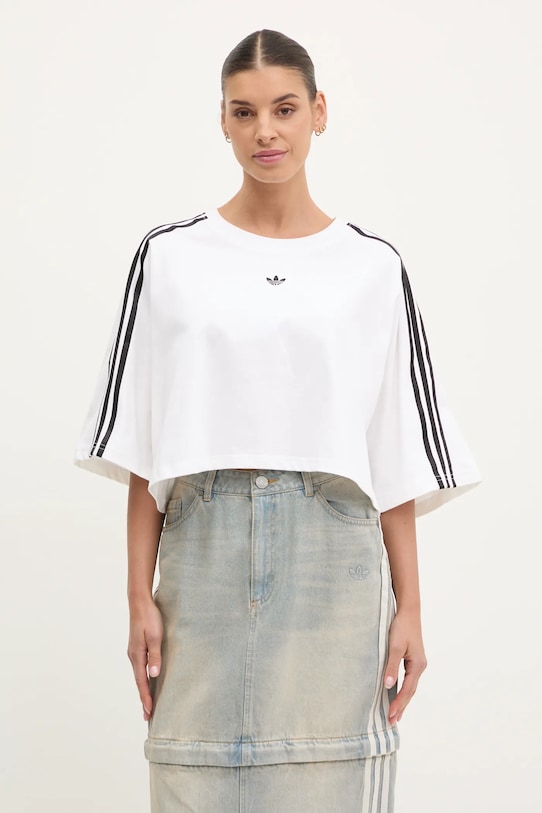 adidas Originals t-shirt bawełniany BOXY TEE aplikacja biały JY8886