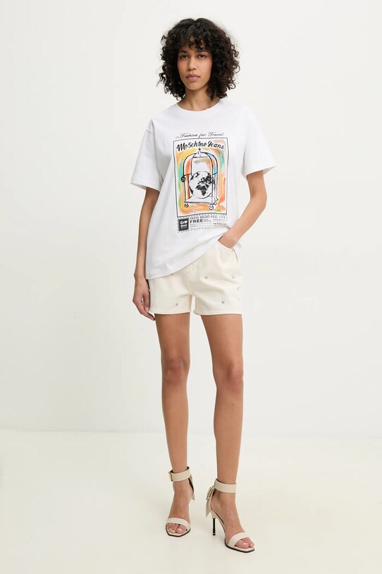 Moschino Jeans t-shirt bawełniany 0716.3732 biały SS25