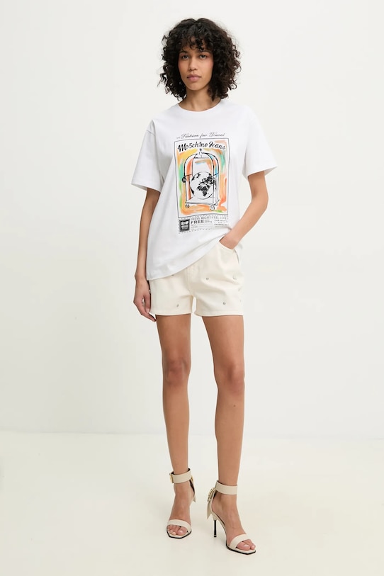 Moschino Jeans t-shirt bawełniany 0716.3732 biały SS25