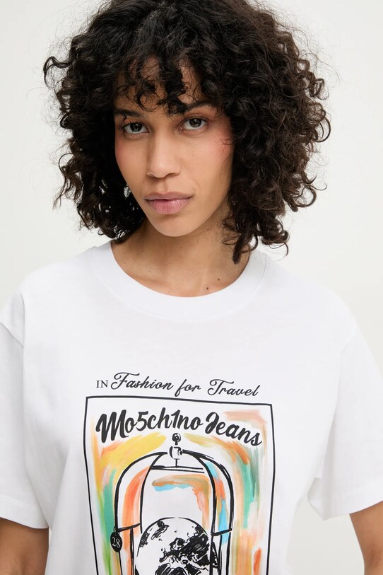 Moschino Jeans t-shirt bawełniany biały 0716.3732