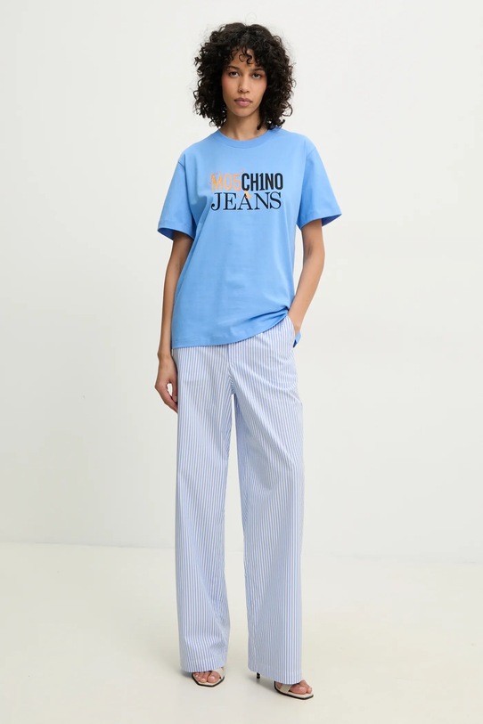 Хлопковая футболка Moschino Jeans 0712.3732 голубой SS25