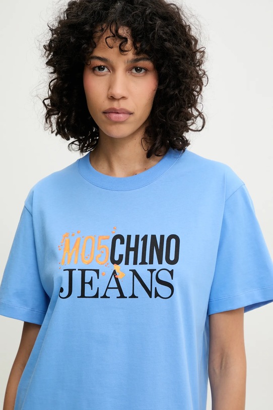 Хлопковая футболка Moschino Jeans голубой 0712.3732