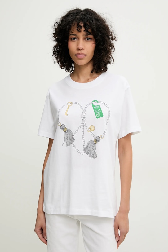 Moschino Jeans tricou din bumbac print alb 0711.3732