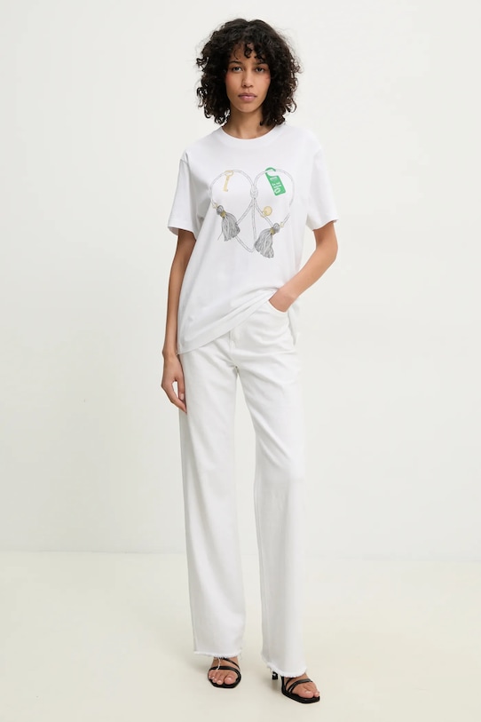 Moschino Jeans tricou din bumbac 0711.3732 alb SS25