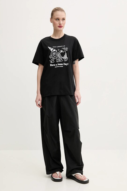 Moschino Jeans tricou din bumbac 0714.3732 negru SS25