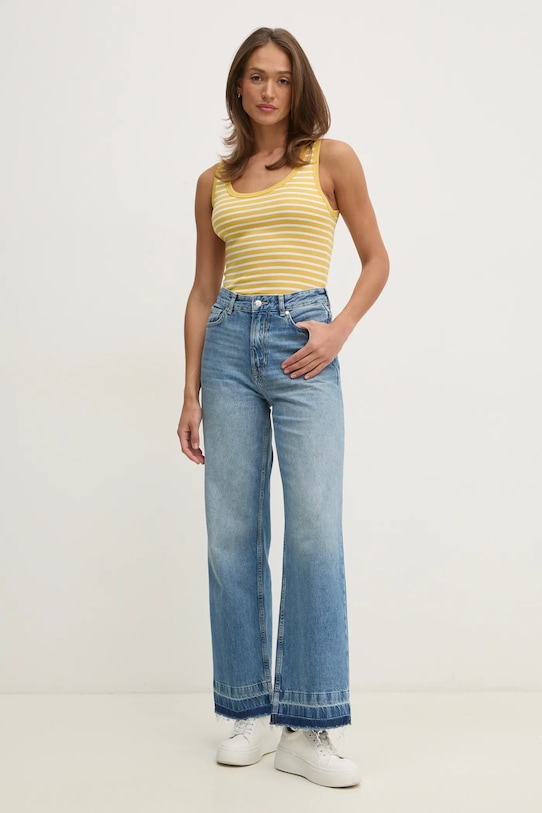 United Colors of Benetton top din bumbac 30YSDH010 galben SS25