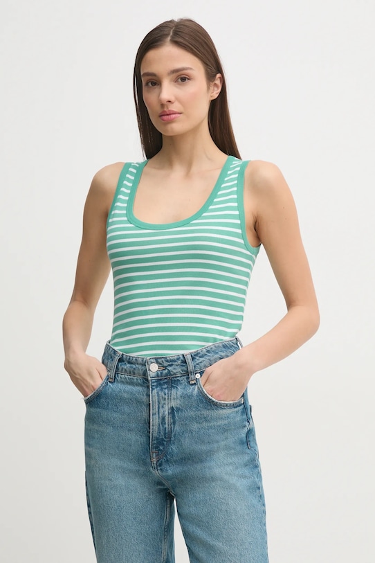 United Colors of Benetton top bawełniany wzorzyste turkusowy 30YSDH010