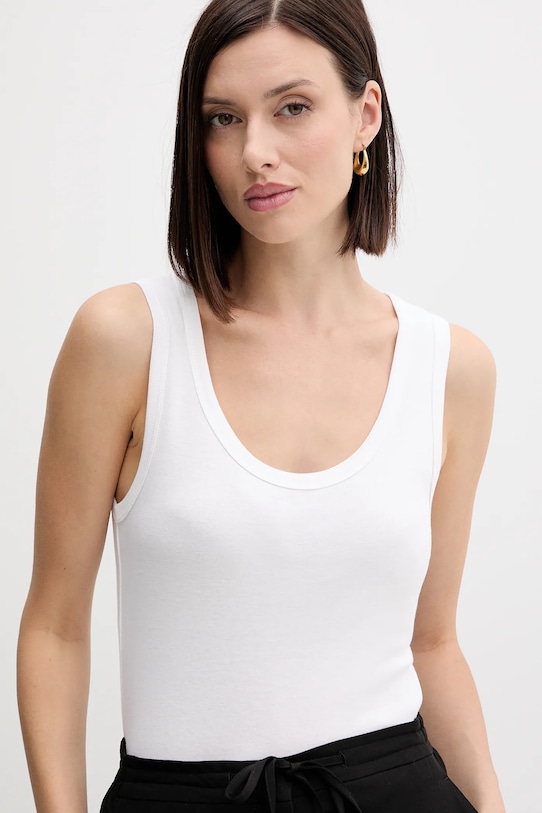 Βαμβακερό τοπ United Colors of Benetton λευκό 3GA2DH010