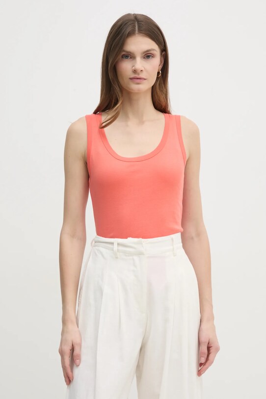 Βαμβακερό τοπ United Colors of Benetton slim πορτοκαλί 3GA2DH010