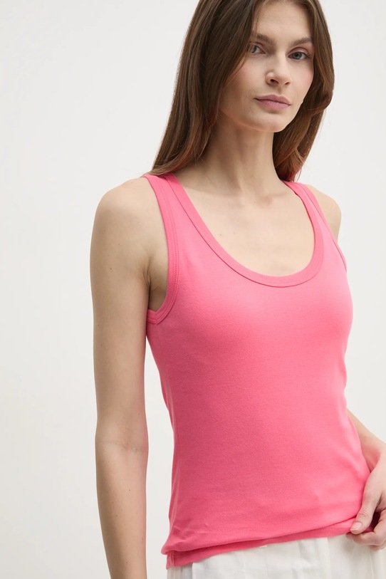 United Colors of Benetton top bawełniany bawełna różowy 3GA2DH010