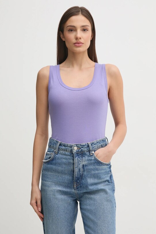 United Colors of Benetton top bawełniany bawełna fioletowy 3GA2DH010