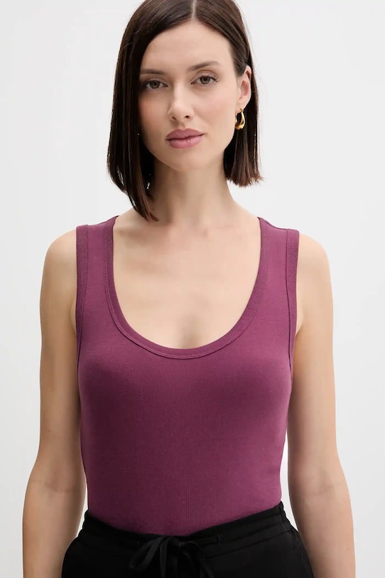 Ρούχα Βαμβακερό τοπ United Colors of Benetton 3GA2DH010 μωβ