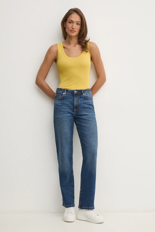 United Colors of Benetton top din bumbac 3GA2DH010 verde SS25