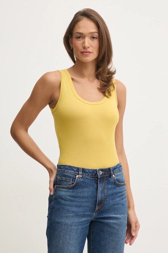 United Colors of Benetton top din bumbac verde 3GA2DH010