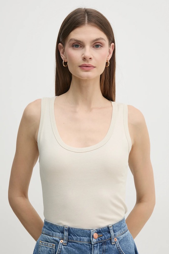 United Colors of Benetton top bawełniany beżowy 3GA2DH010