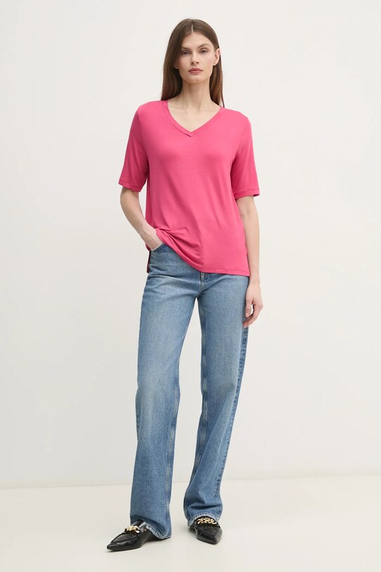 United Colors of Benetton tricou 3Z12D401G roz SS25
