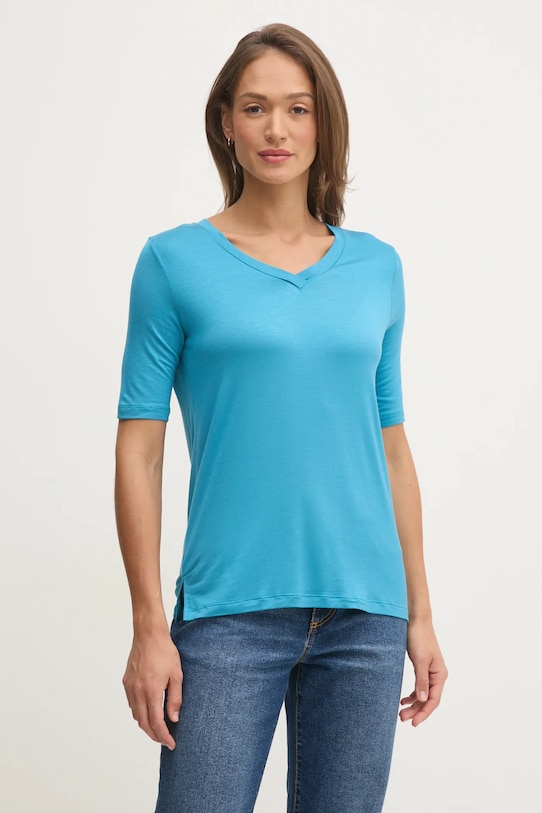 United Colors of Benetton tricou uni albastru 3Z12D401G