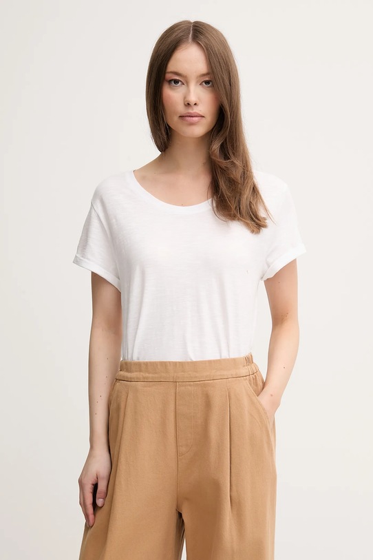 Pamučna majica United Colors of Benetton bez uzorka bijela 3BVXD109F