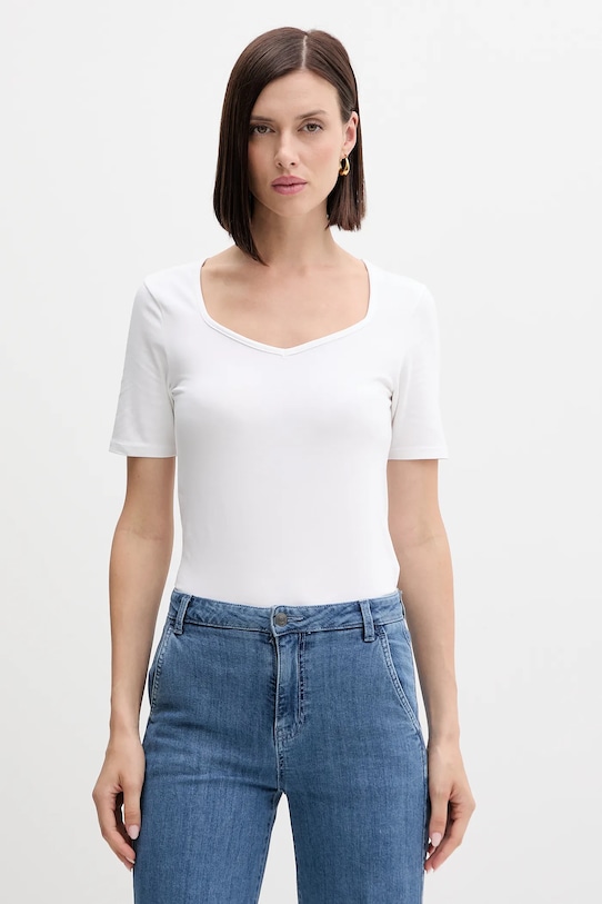 United Colors of Benetton t-shirt slim bianco 3FJHD401P