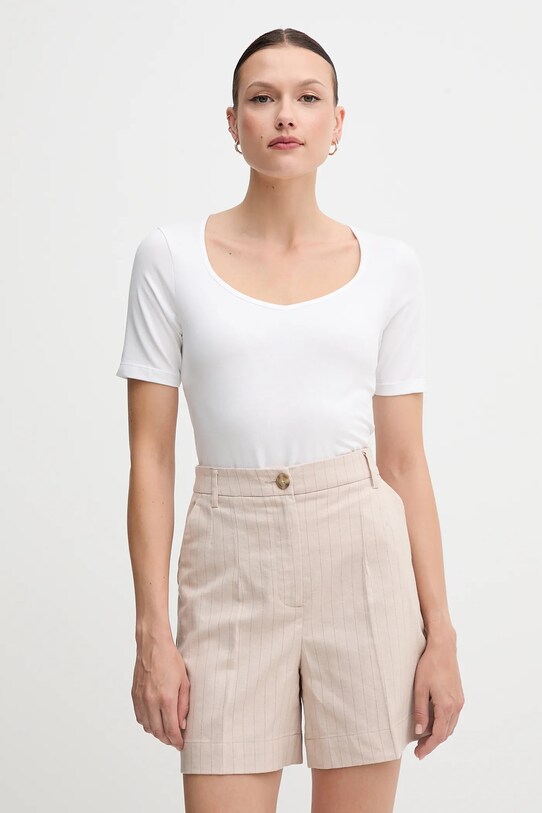 United Colors of Benetton t-shirt z elastanem biały 3FJHD401P