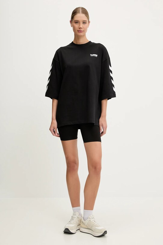 Hummel t-shirt bawełniany 227561 czarny SS25