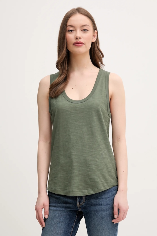 Bavlnený top United Colors of Benetton jednofarebný zelená 3BVXDH00Z