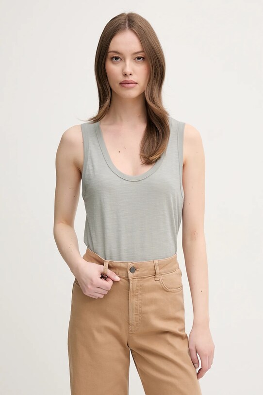 United Colors of Benetton top din bumbac uni gri 3BVXDH00Z