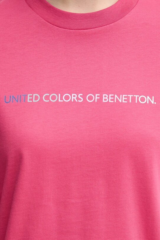 Памучна тениска United Colors of Benetton 3BL0D109D розов