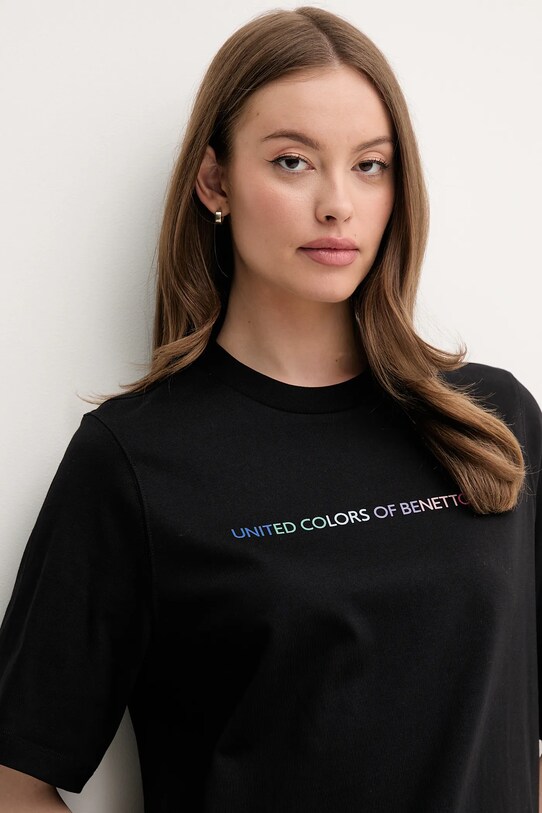 United Colors of Benetton pamut póló fekete 3BL0D109D