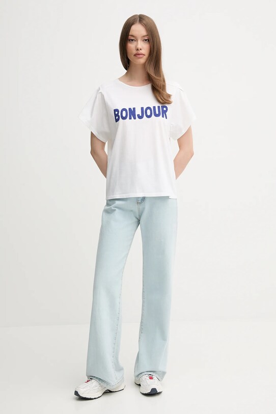 United Colors of Benetton tricou din bumbac 3LNSD109Z bej SS25