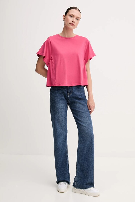 Памучна тениска United Colors of Benetton 3U53D109U розов SS25
