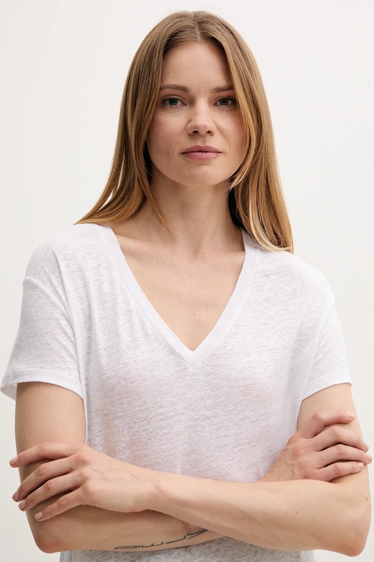 Льняная футболка United Colors of Benetton белый 37UJD401Q