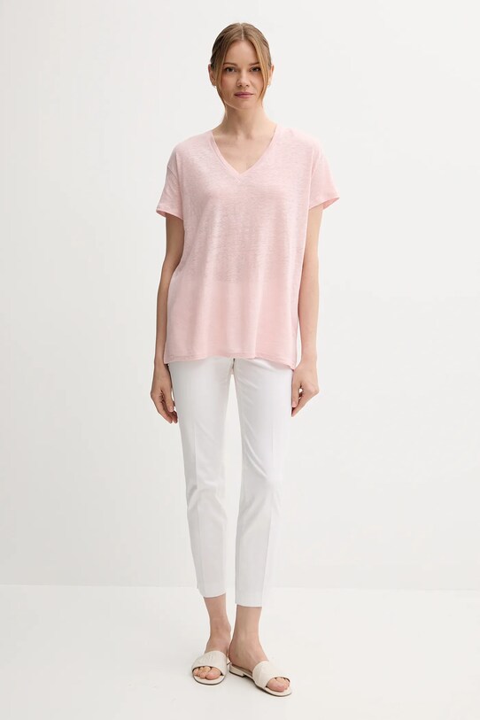 Льняная футболка United Colors of Benetton 37UJD401Q розовый SS25