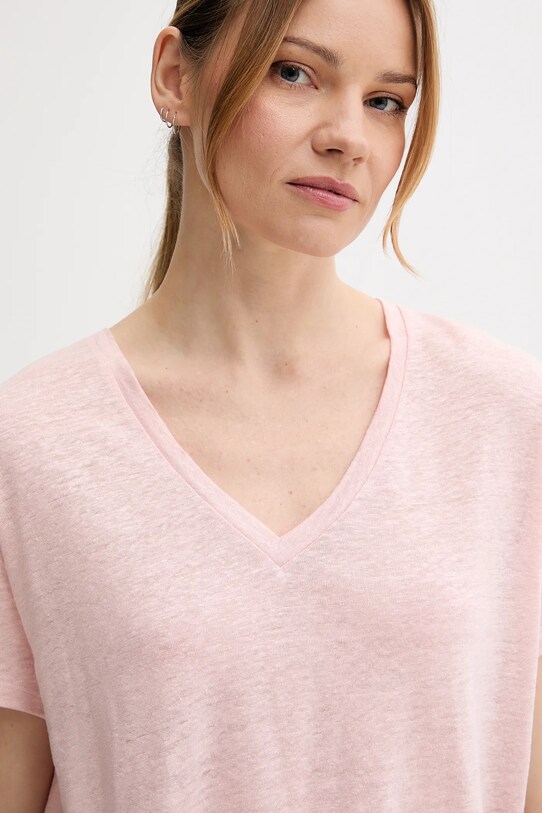 Льняная футболка United Colors of Benetton розовый 37UJD401Q