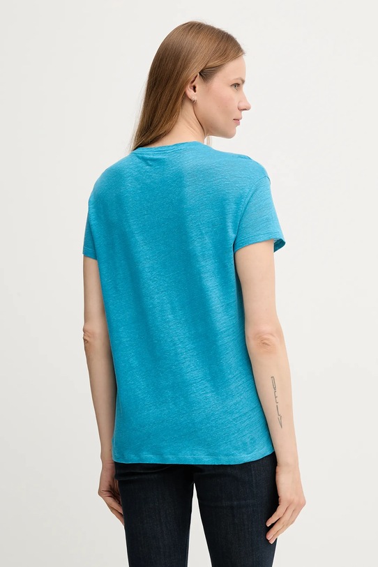 Oblečenie Ľanové tričko United Colors of Benetton 37UJD401Q modrá