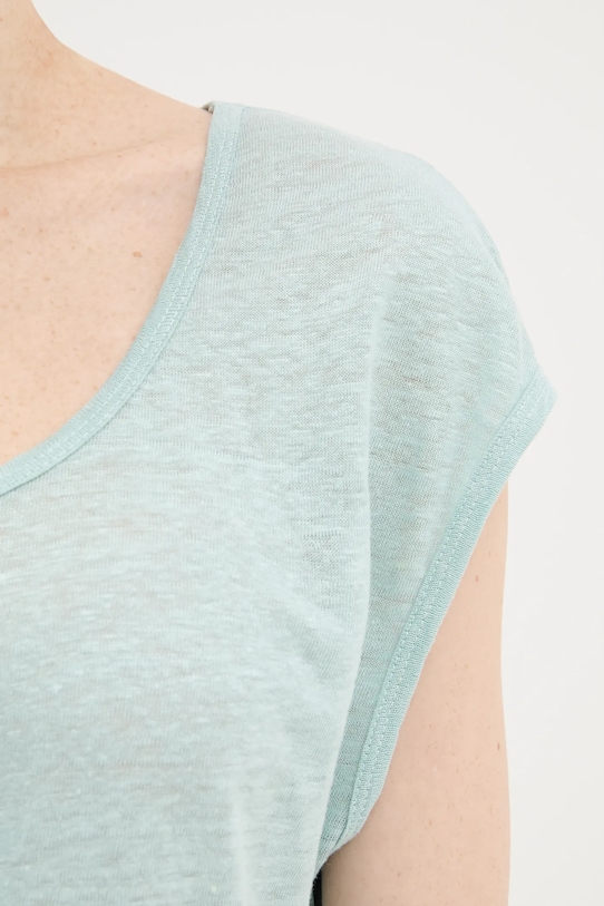 Льняна футболка United Colors of Benetton 37UJE16B1 бірюзовий