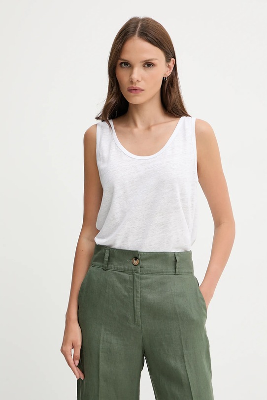 United Colors of Benetton top lniany biały 37UJE8398